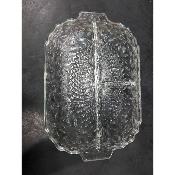 Indiana Glass Pineapple Floral Platter,‎ Depression Glass Tray, 11.5" X 7.5, Vtg - Picture 3 of 10